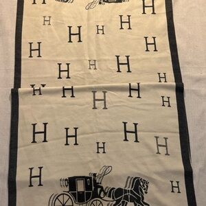 Hermes Designer Beige and Black Scarf 22 x 72 inches double sided